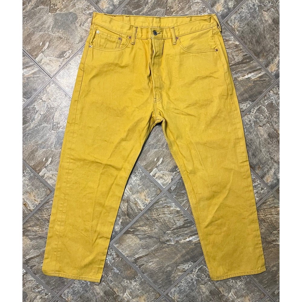 Levi's 501 Jeans Mens 40x30 Yellow Selvedge Button Fly Straight Leg